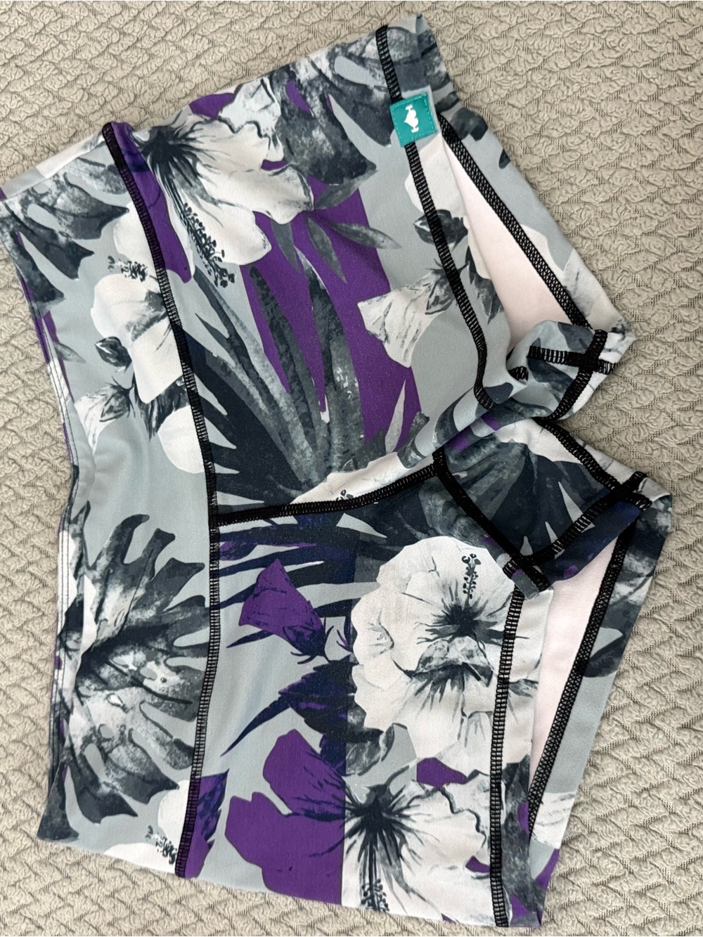 Women's Floral Purple & Gray Athletic Shorts